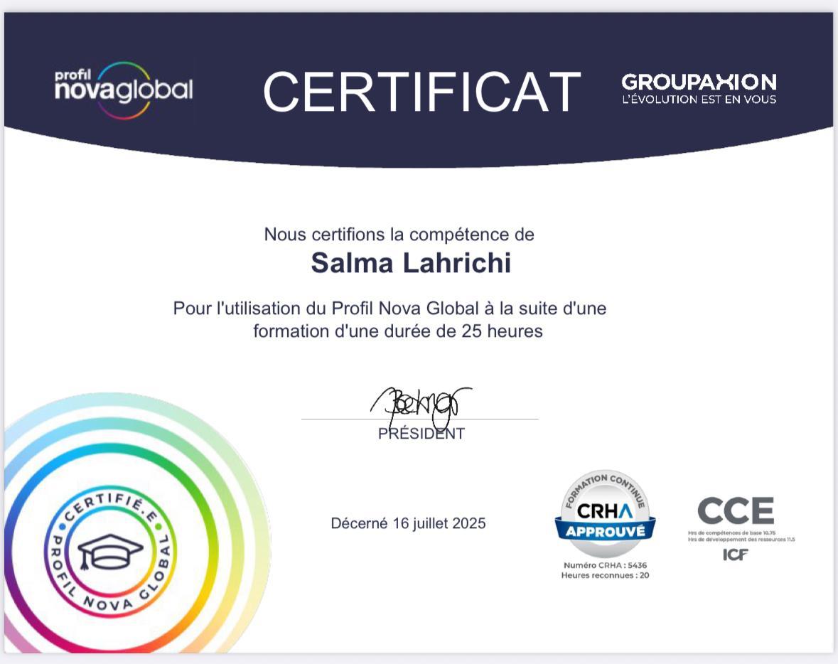 Certification NOVA Profile Salma Lahrichi